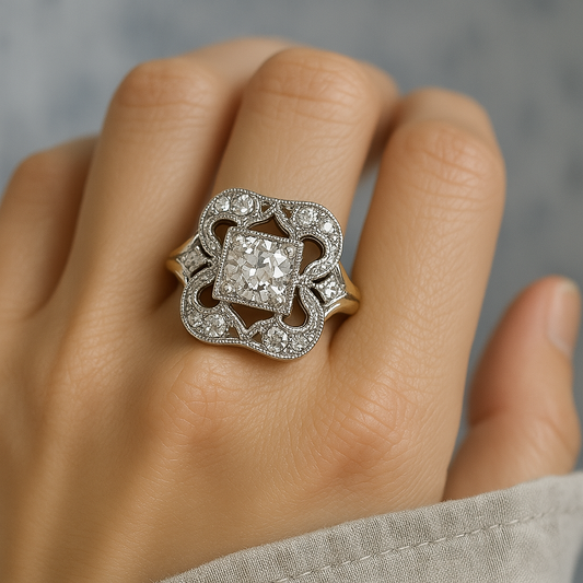 Vintage-Goldring mit Zirkonia