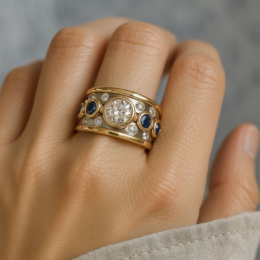 Vintage-Goldring mit eingearbeitetem Zirkonia