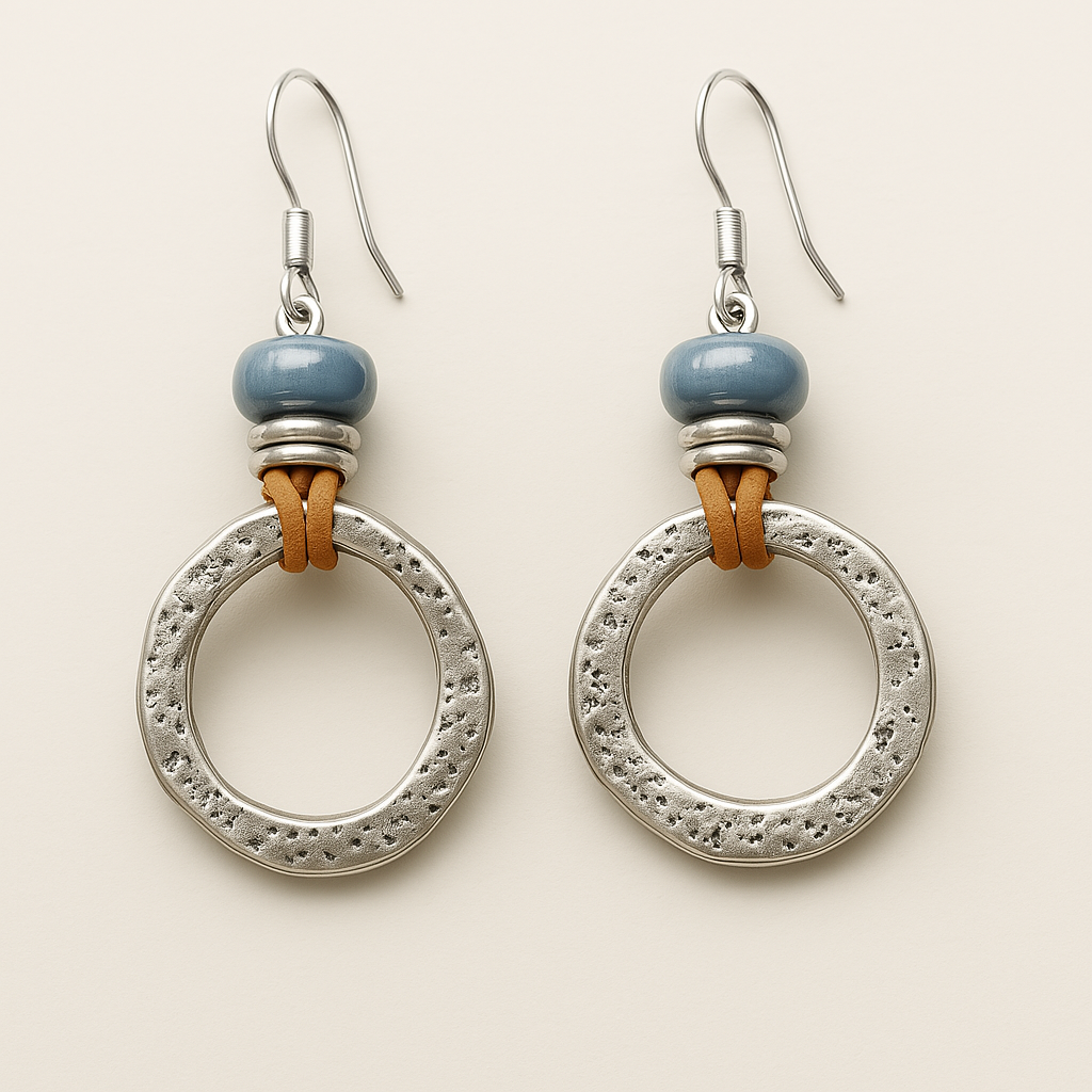 Vintage Boho-Ohrringe mit silbernem Kreis