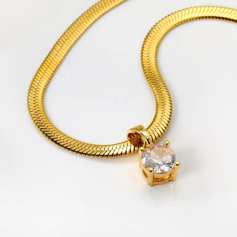 Collar Colgante Elegante con Piedras de Strass | Oro