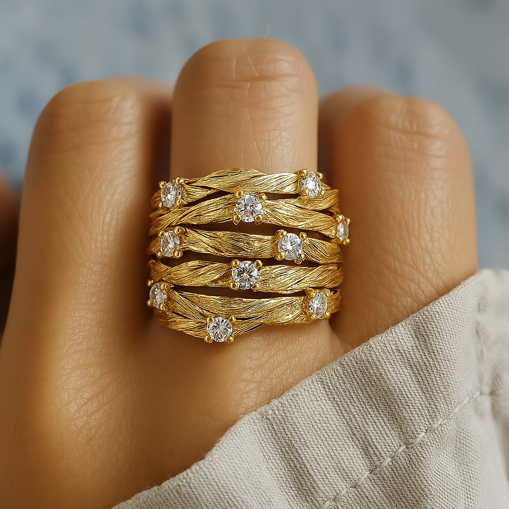 Vintage-Goldring mit Zirkonia