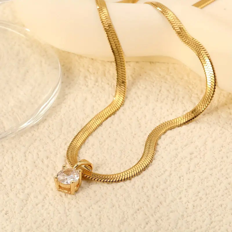 Collar Colgante Elegante con Piedras de Strass | Oro