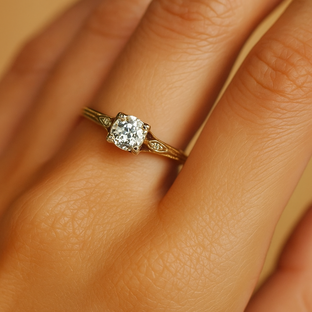 Vintage-Ring aus feinem Gold mit Zirkonia