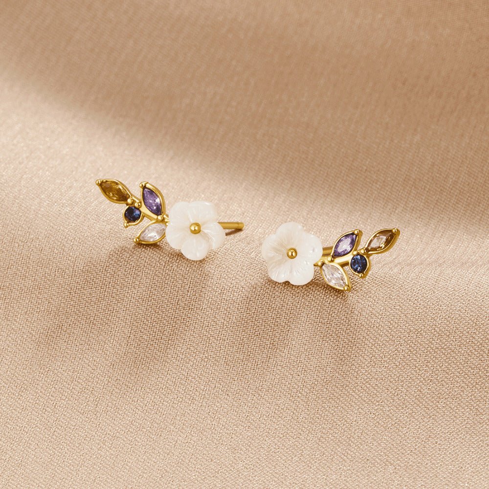 Aros Flor Blanca de Cristal