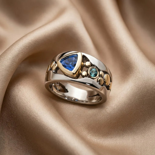 Vintage-Ring mit blauem Kristall