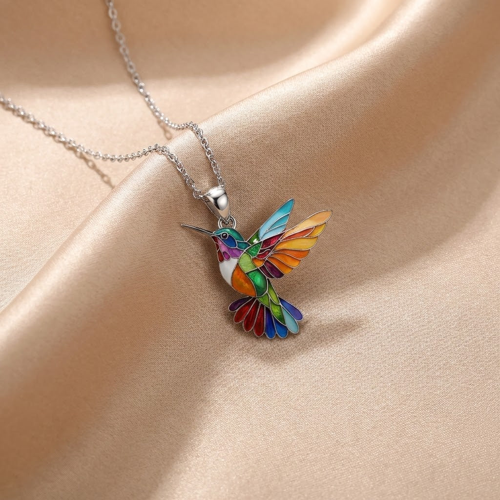 Wunderschöne Kolibri-Halskette mit gratis Ohrringen