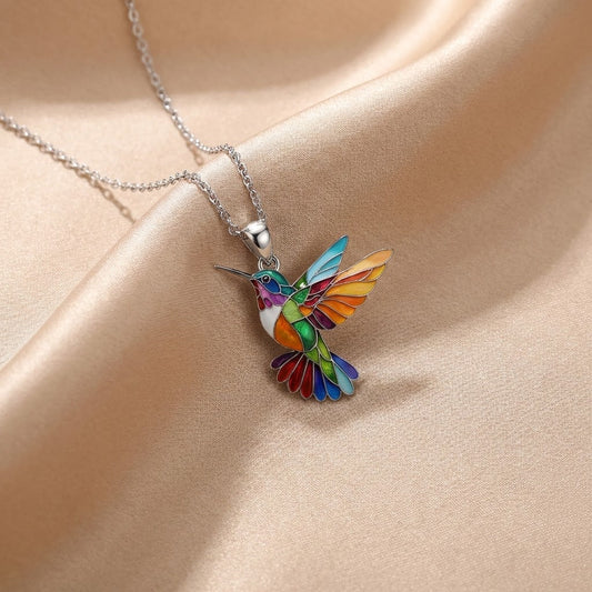 Wunderschöne Kolibri-Halskette mit gratis Ohrringen