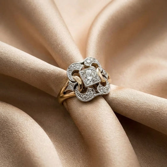 Vintage-Goldring mit Zirkonia