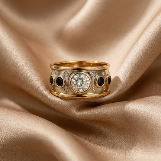 Vintage-Goldring mit eingearbeitetem Zirkonia