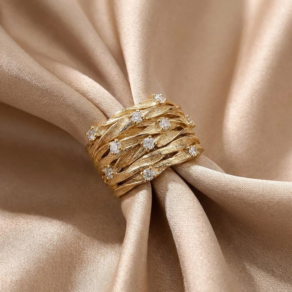 Vintage-Goldring mit Zirkonia