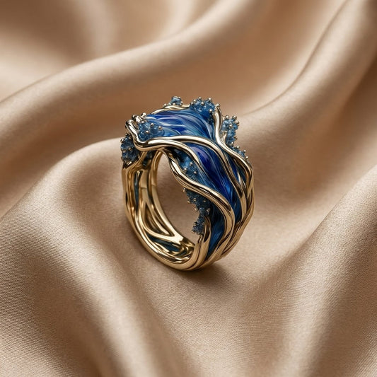 Vintage-Goldring mit Wellen-Design