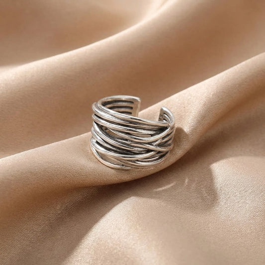 Verstellbarer Ring aus 925er Sterlingsilber im Layered-Design