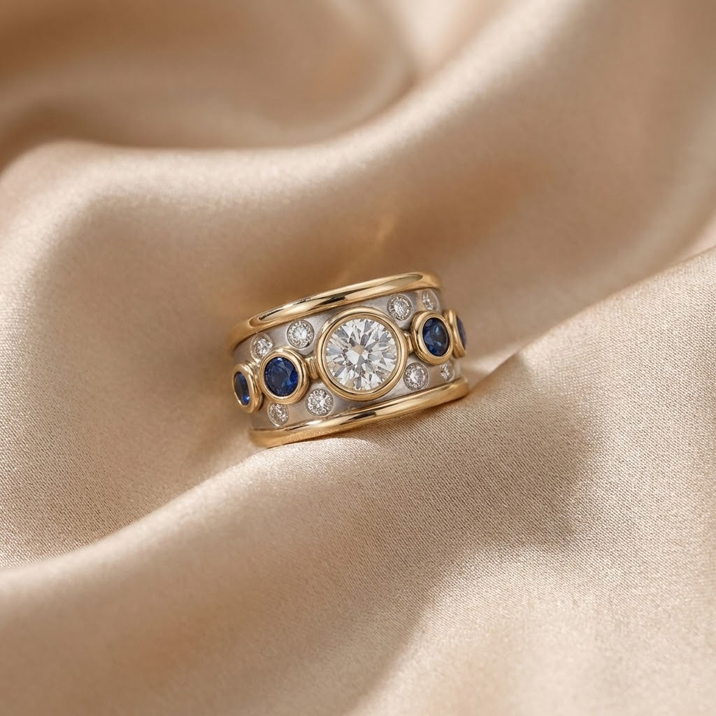 Vintage-Goldring mit eingearbeitetem Zirkonia