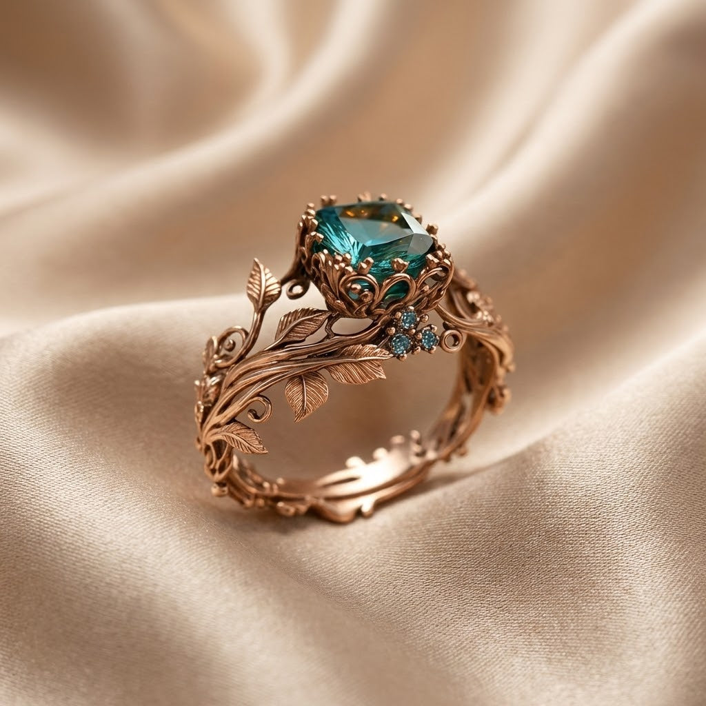 Anillo de Cristal Verde Natural