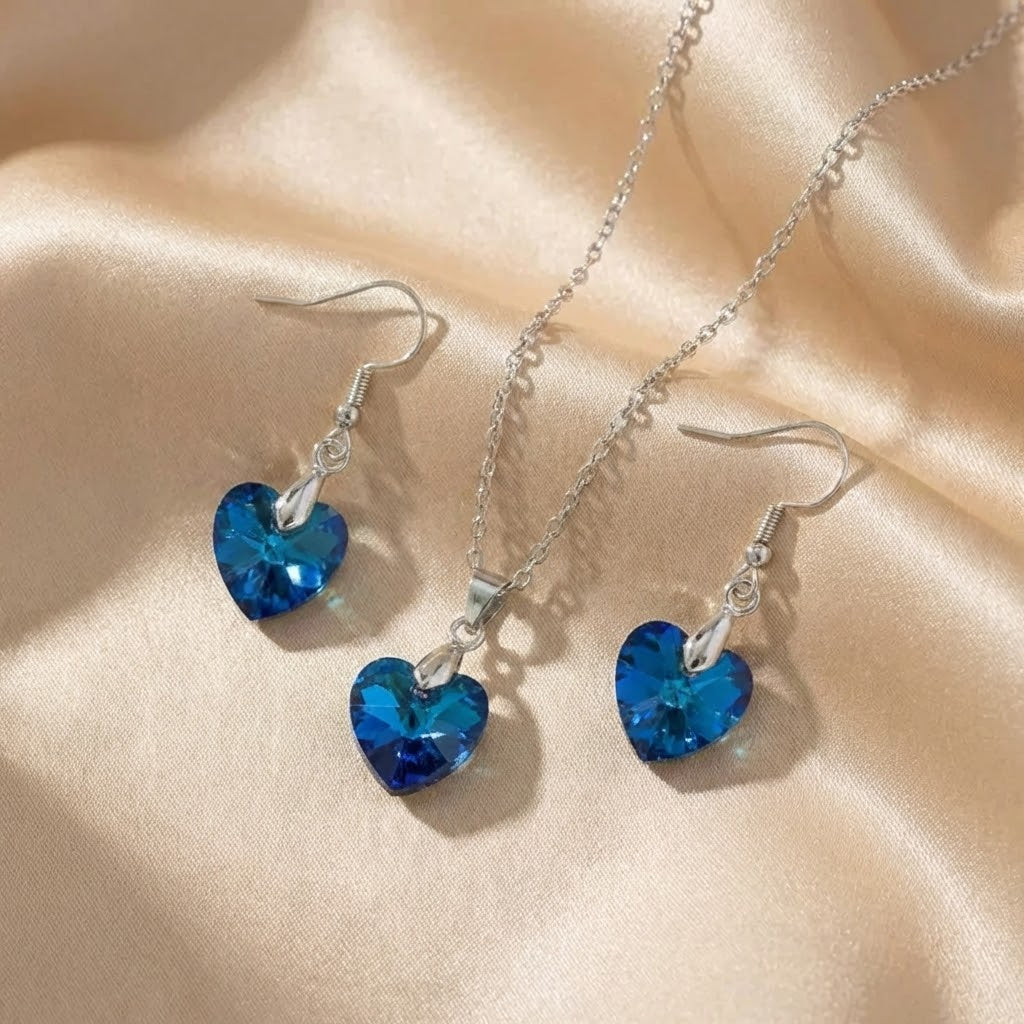 Set de Joyería de Zafiro Celeste | Oro Blanco