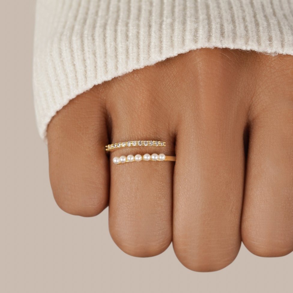 Anillo con Perla y Cristal