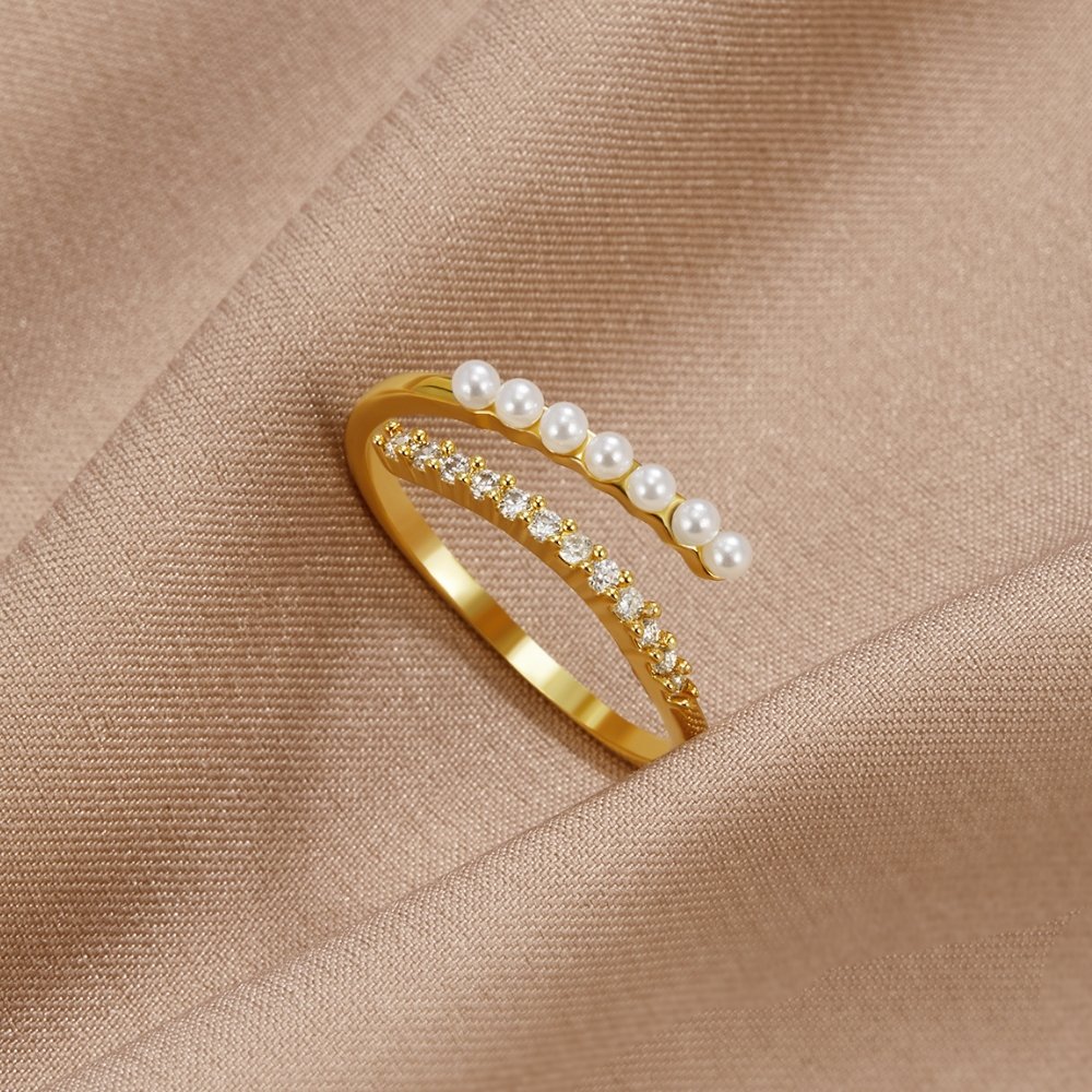 Anillo con Perla y Cristal