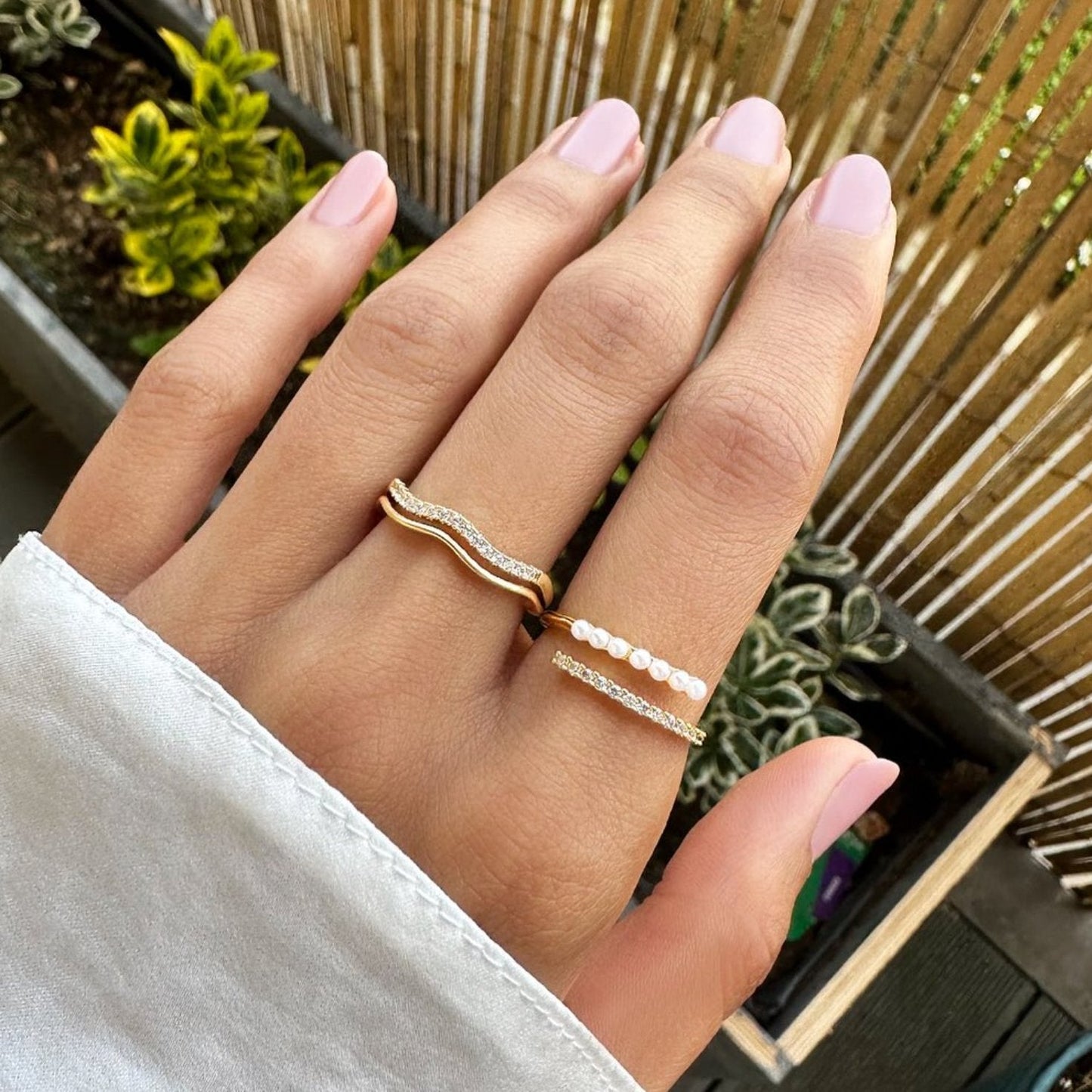 Anillo con Perla y Cristal